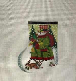 * Melissa Shirley 0730F Holly Snowman Mini-Sock