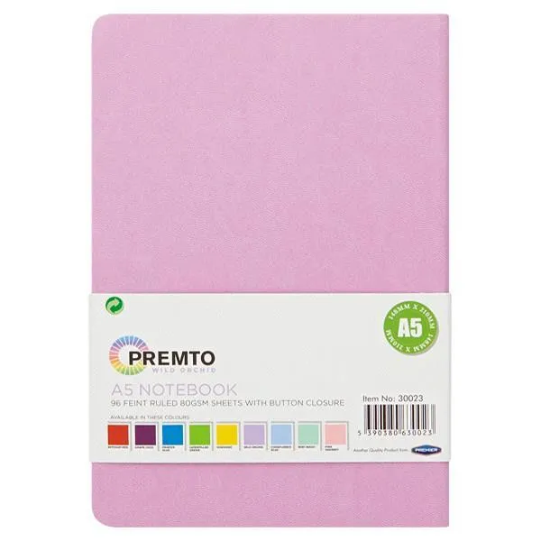 ■ Premto - A5 192 Page Hardcover Pu Notebook With Elastic - Wild Orchid