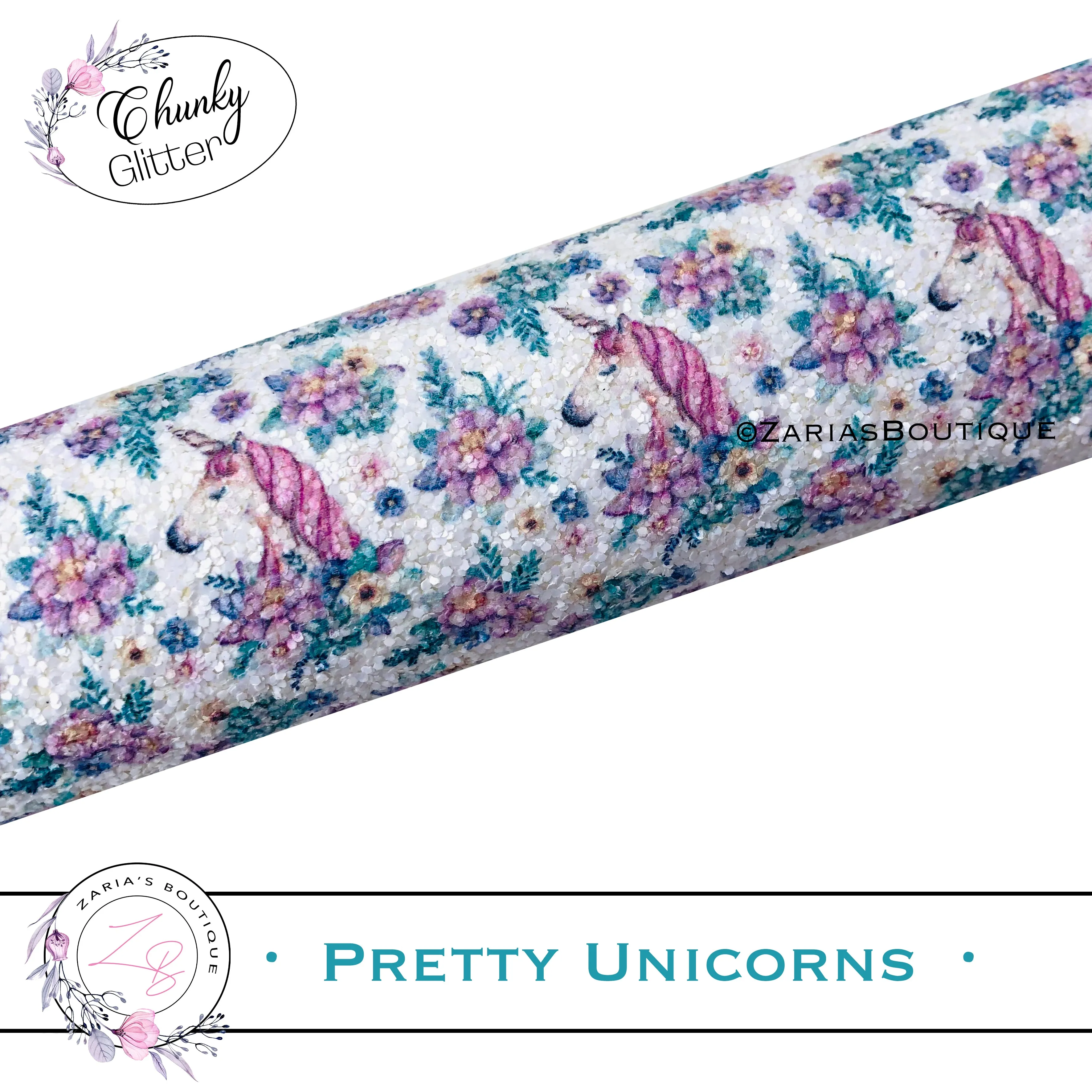 ⋅ Pretty Unicorns ⋅ Pastel Floral Chunky Glitter ⋅