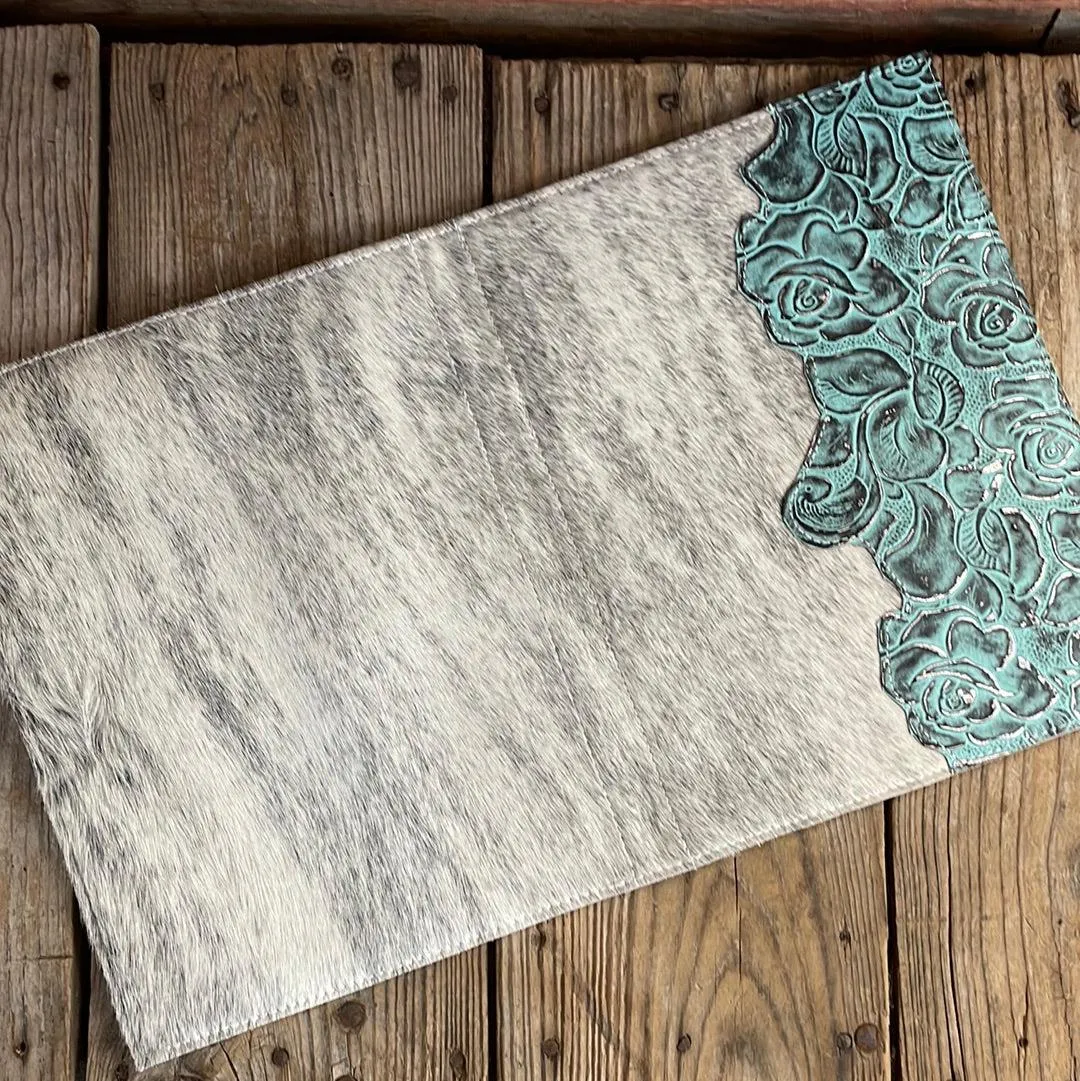 088 Large Notepad Cover - Grey Brindle w/ Geode Roses