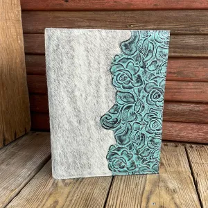 088 Large Notepad Cover - Grey Brindle w/ Geode Roses