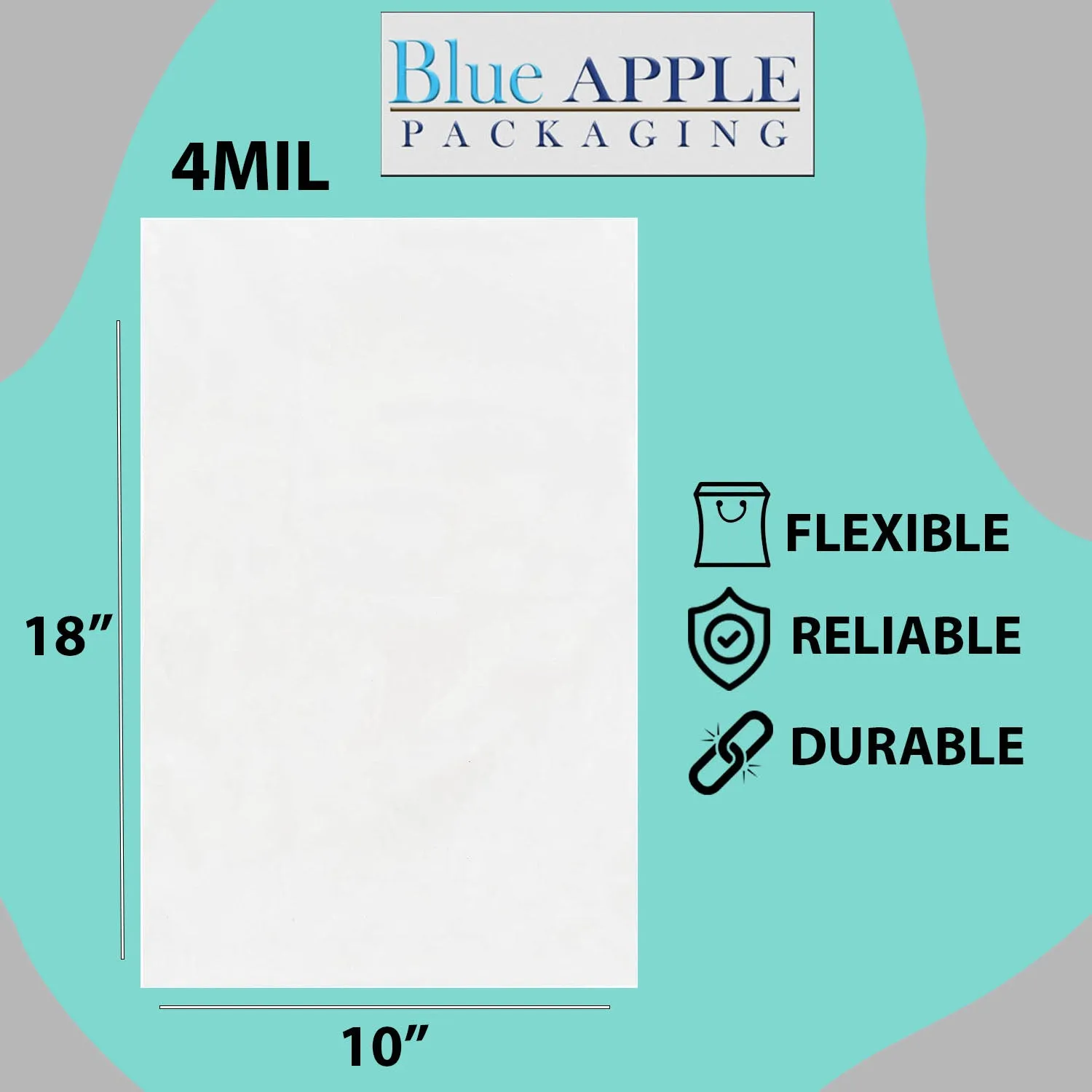 10X18 inches Clear Flat Poly Bags 4Mil Open Top (LDPE)