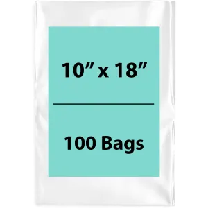 10X18 inches Clear Flat Poly Bags 4Mil Open Top (LDPE)