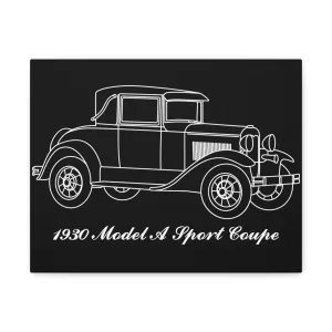 1930 Sport Coupe Black Canvas Wall Art
