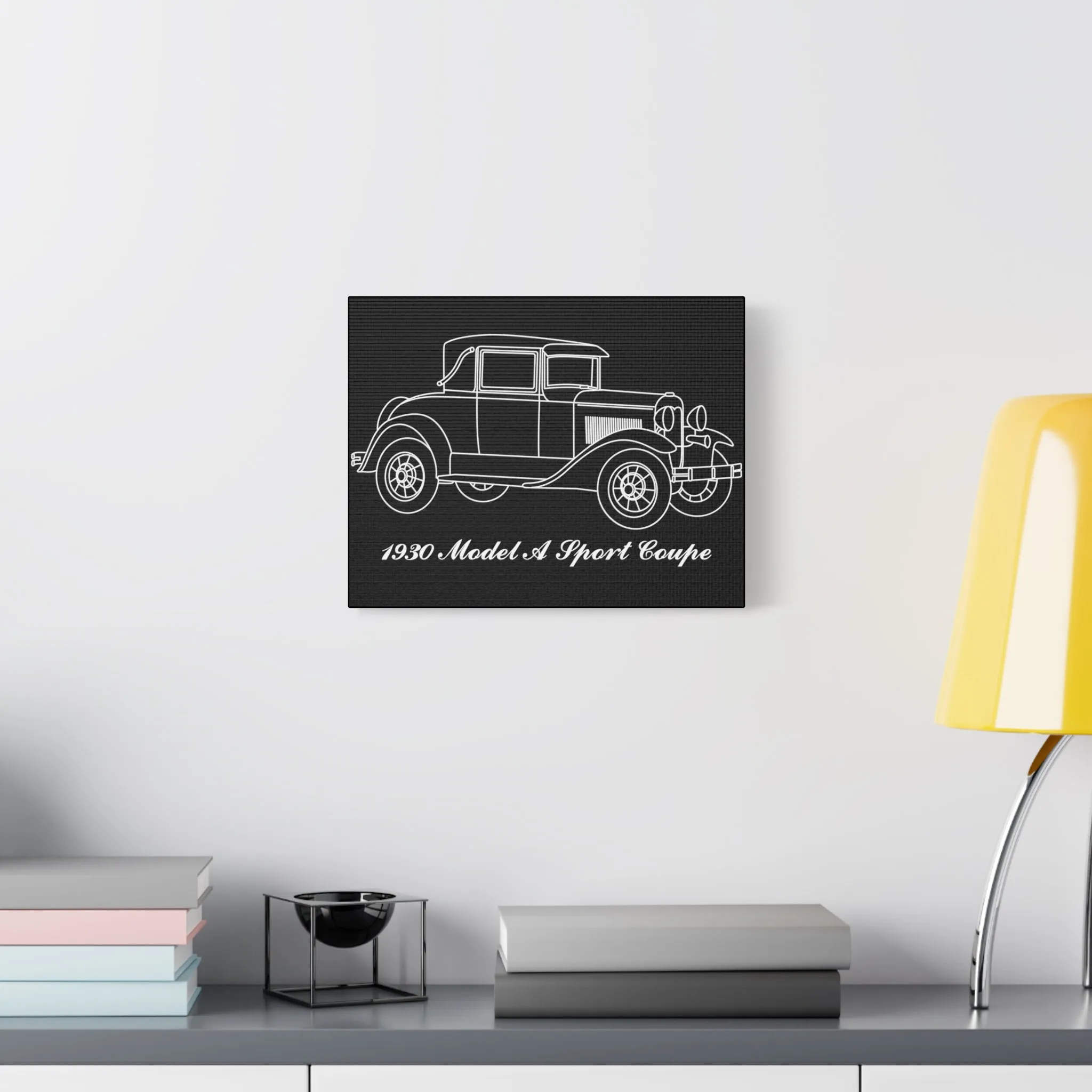 1930 Sport Coupe Black Canvas Wall Art