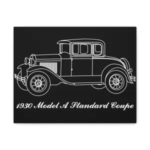 1930 Standard Coupe Black Canvas Wall Art