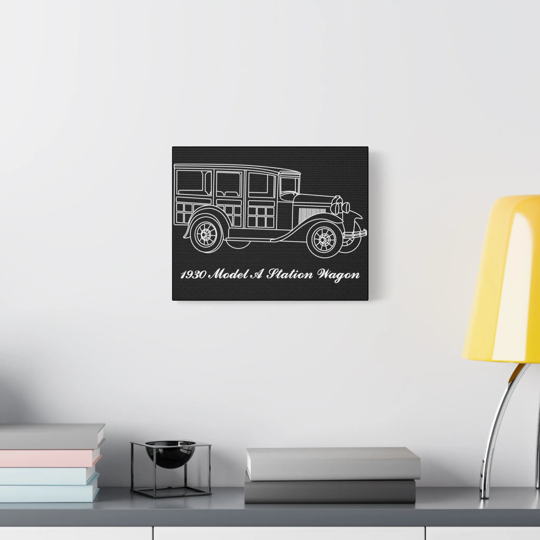 1930 Station Wagon Black Canvas Wall Art