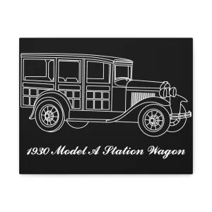1930 Station Wagon Black Canvas Wall Art