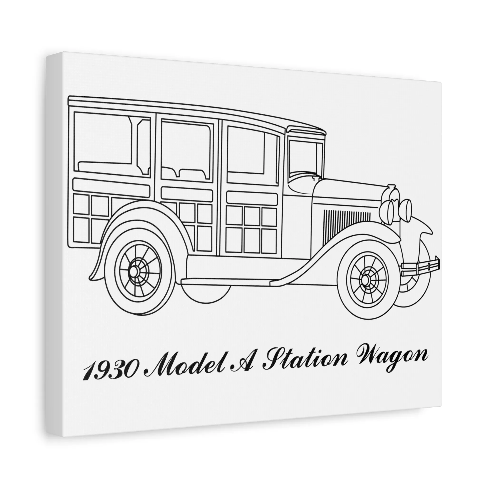 1930 Station Wagon White Canvas Wall Art