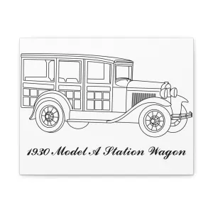 1930 Station Wagon White Canvas Wall Art