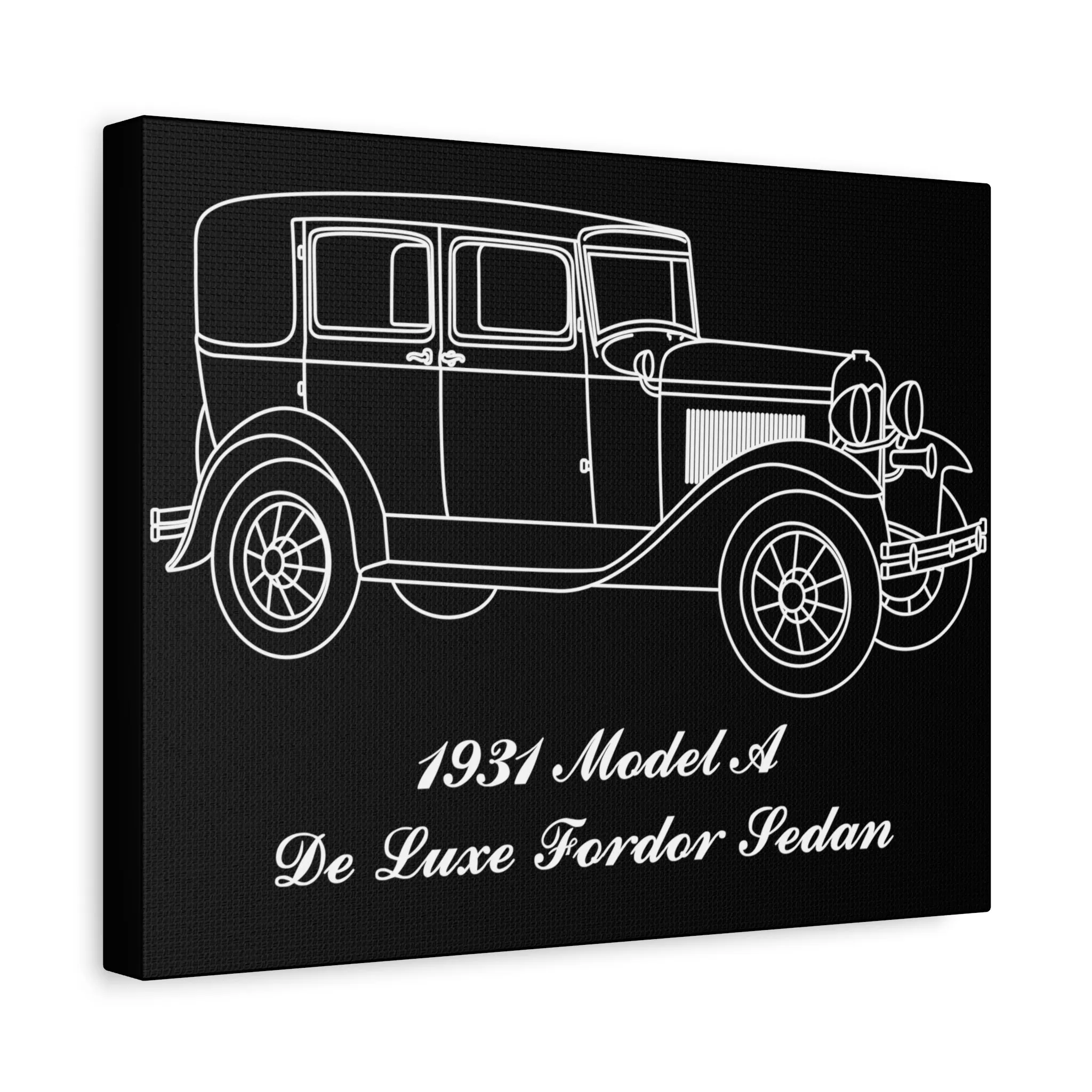 1931 De Luxe Fordor Sedan Black Canvas Wall Art