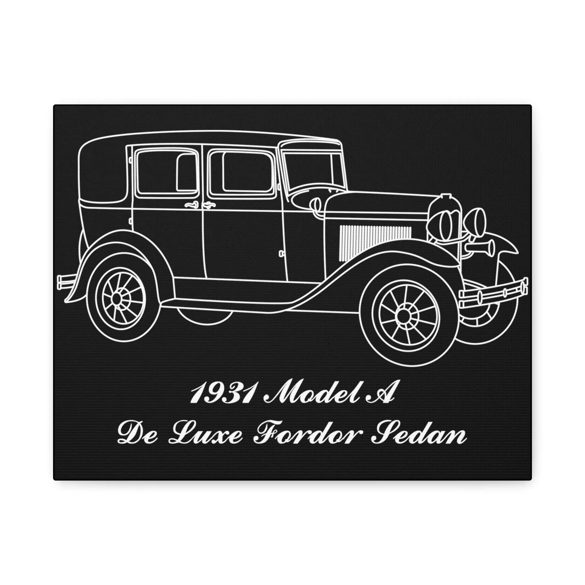 1931 De Luxe Fordor Sedan Black Canvas Wall Art