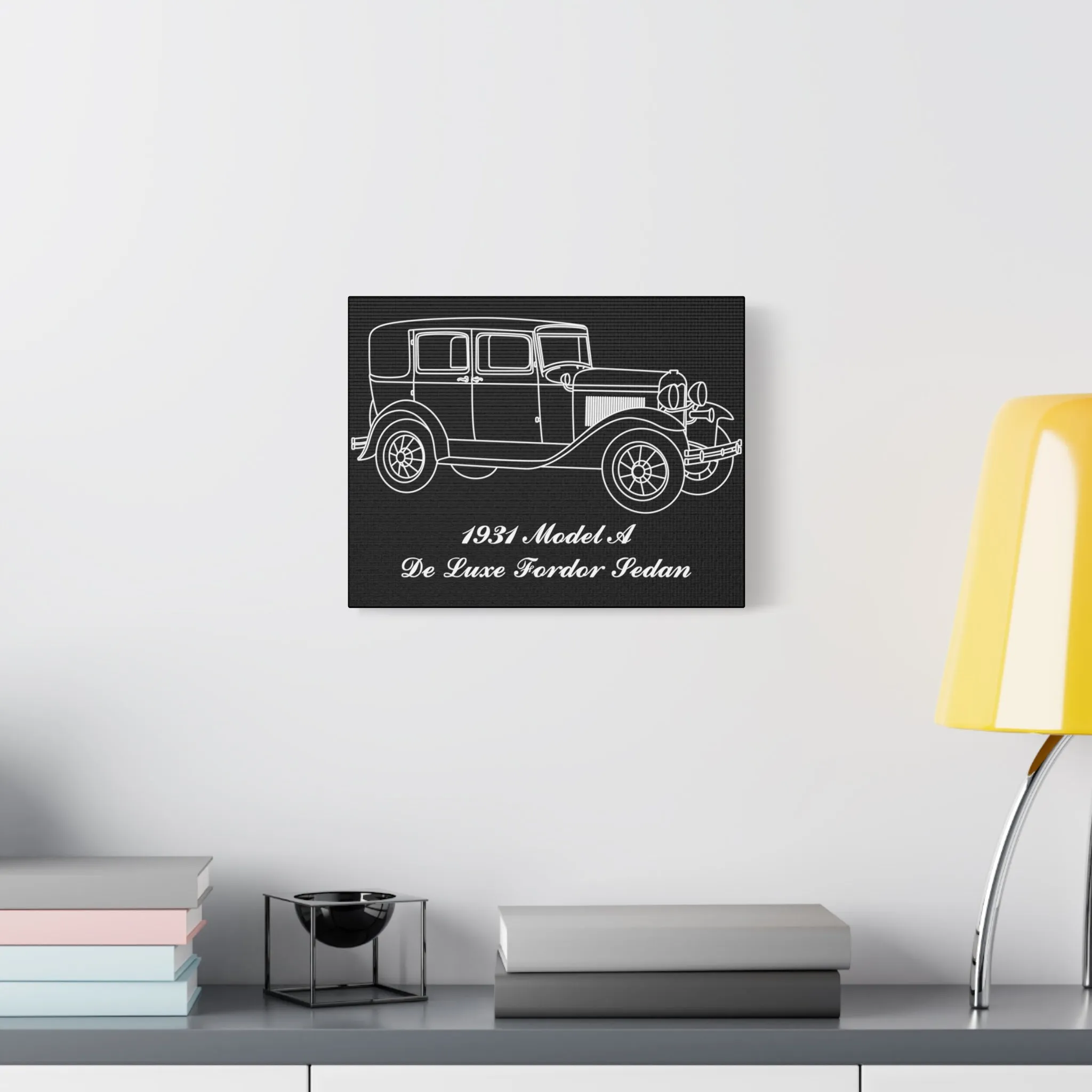 1931 De Luxe Fordor Sedan Black Canvas Wall Art