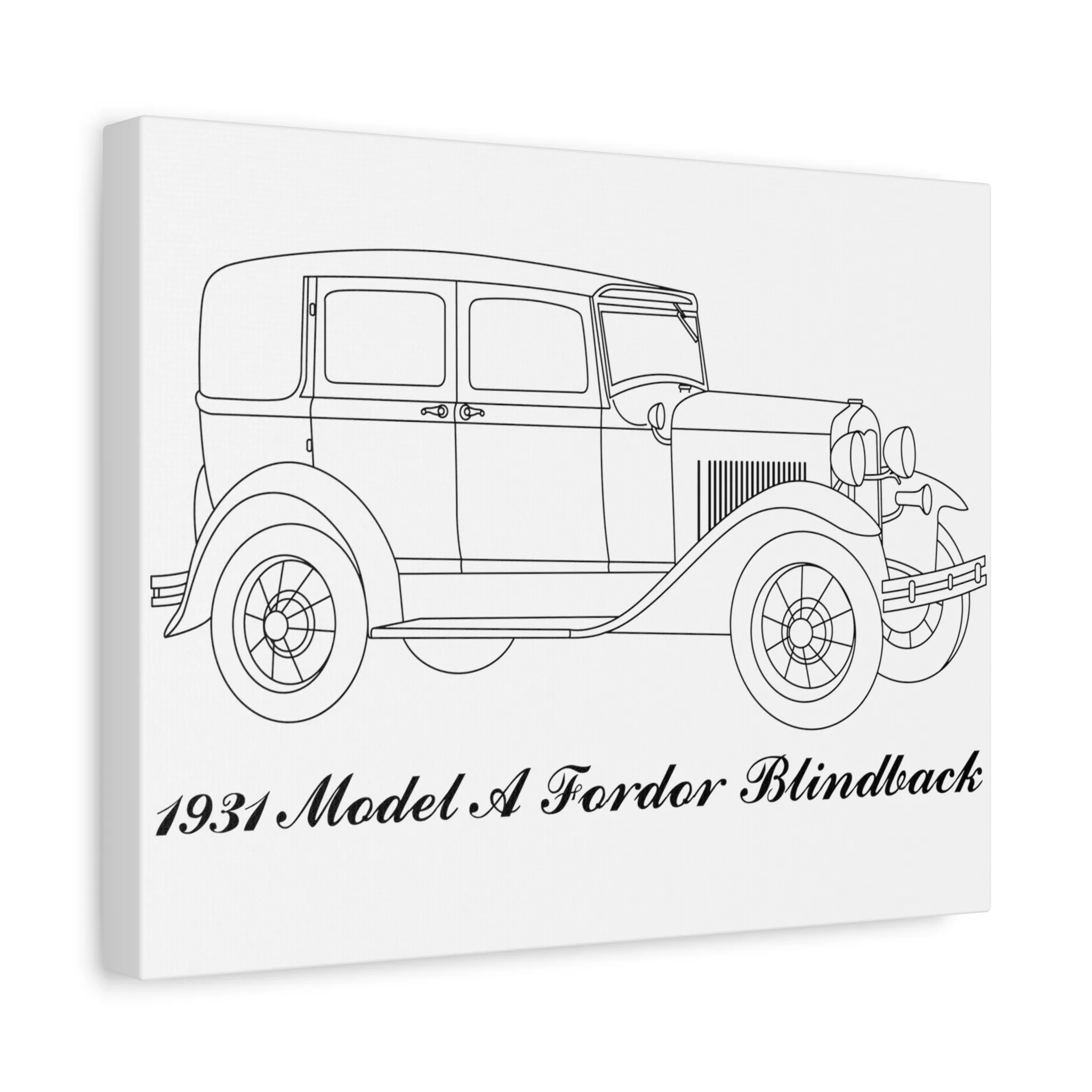 1931 Fordor Town Sedan Blindback White Canvas Wall Art