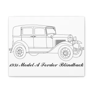 1931 Fordor Town Sedan Blindback White Canvas Wall Art