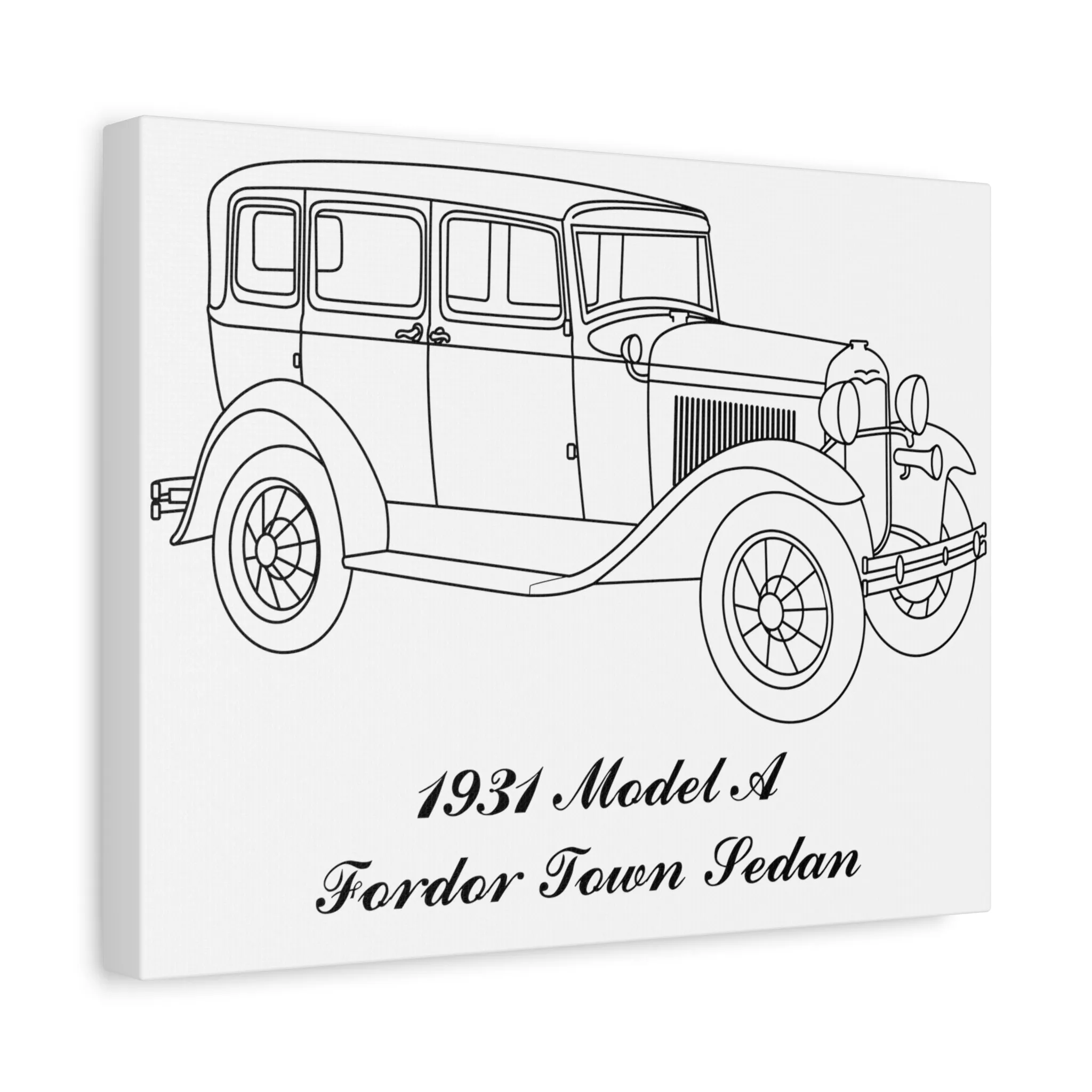 1931 Fordor Town Sedan White Canvas Wall Art