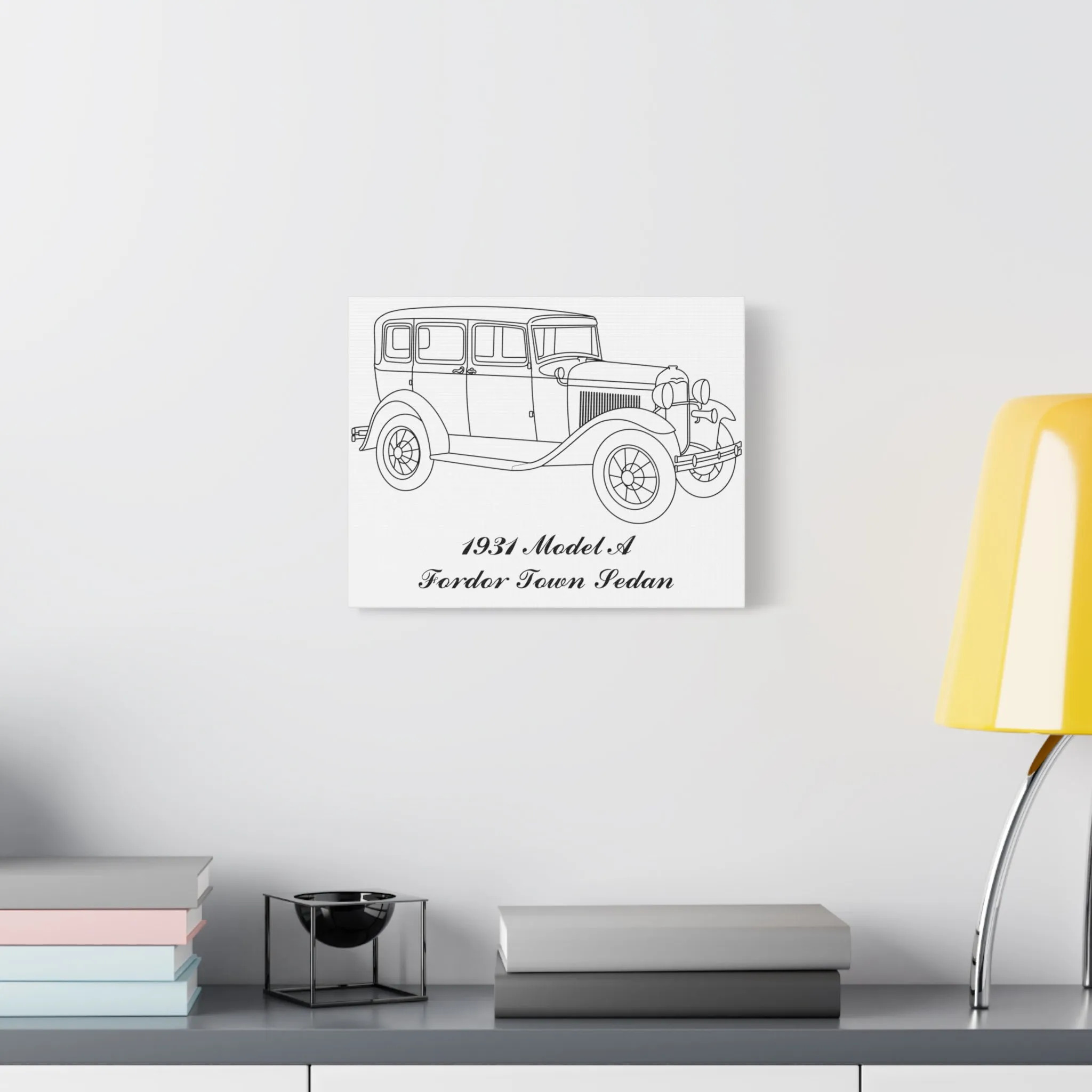 1931 Fordor Town Sedan White Canvas Wall Art