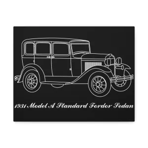 1931 Standard Fordor Sedan Black Canvas Wall Art