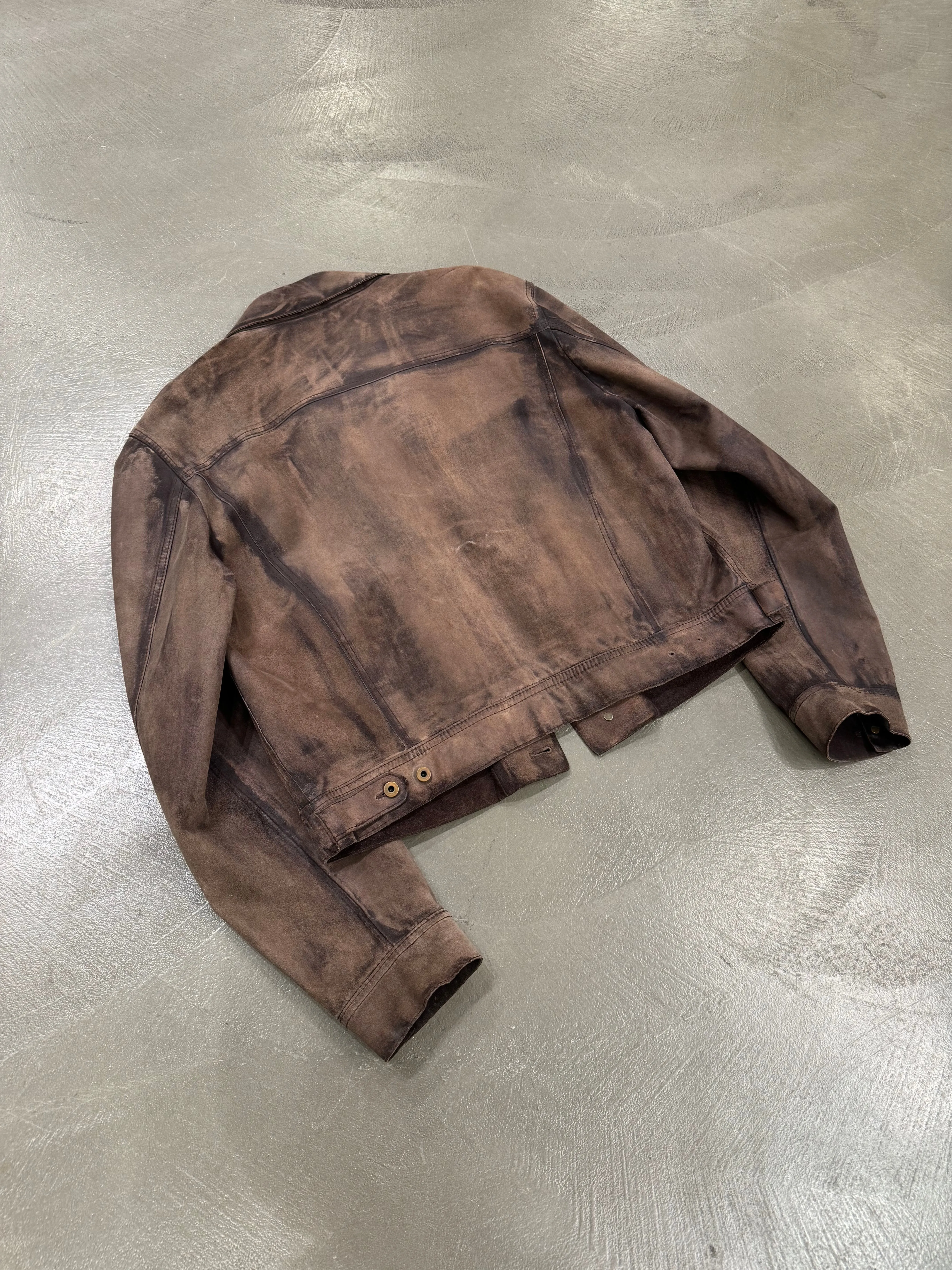 2000s Miu Miu stained treatment leather jacket