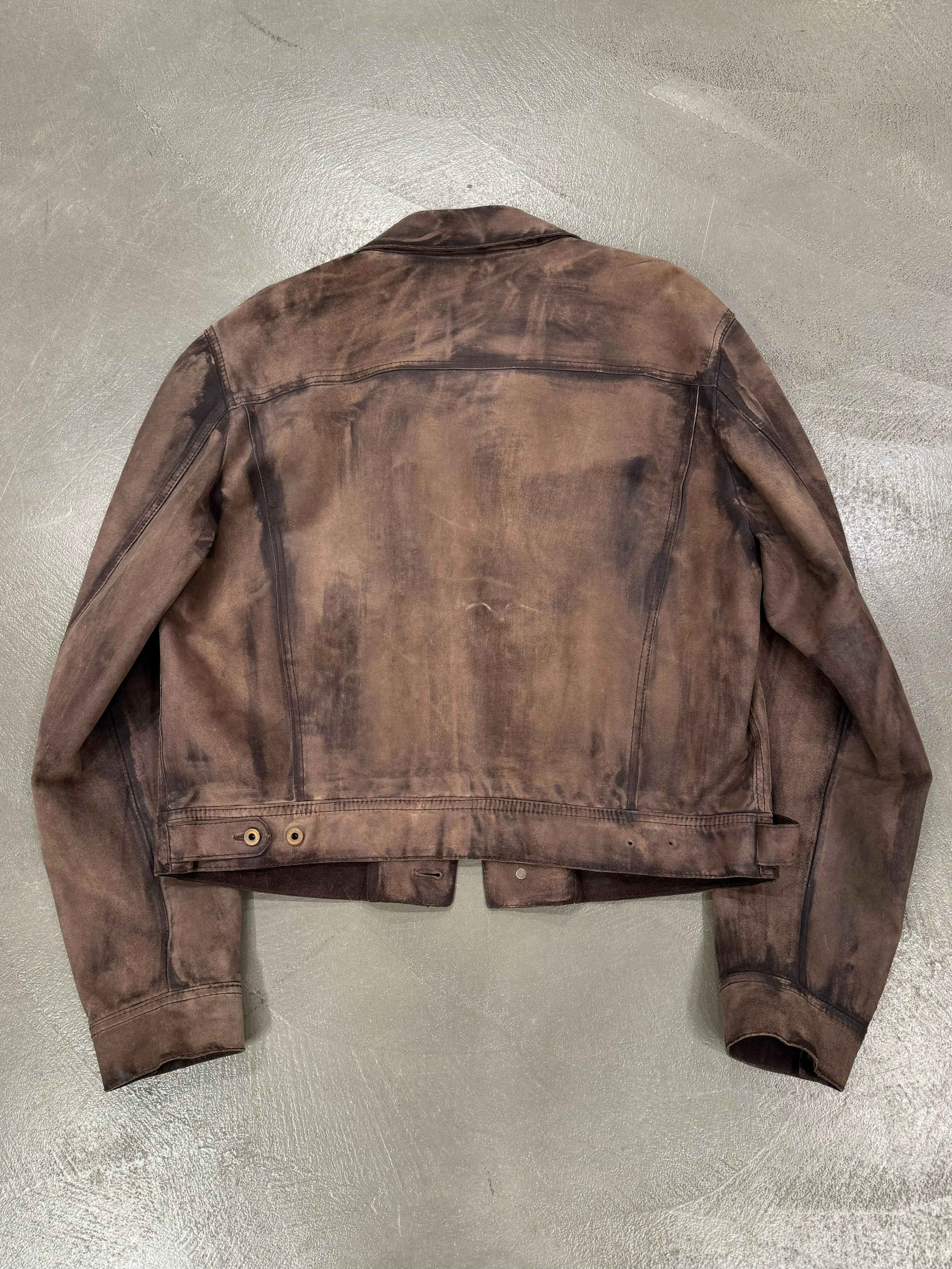 2000s Miu Miu stained treatment leather jacket