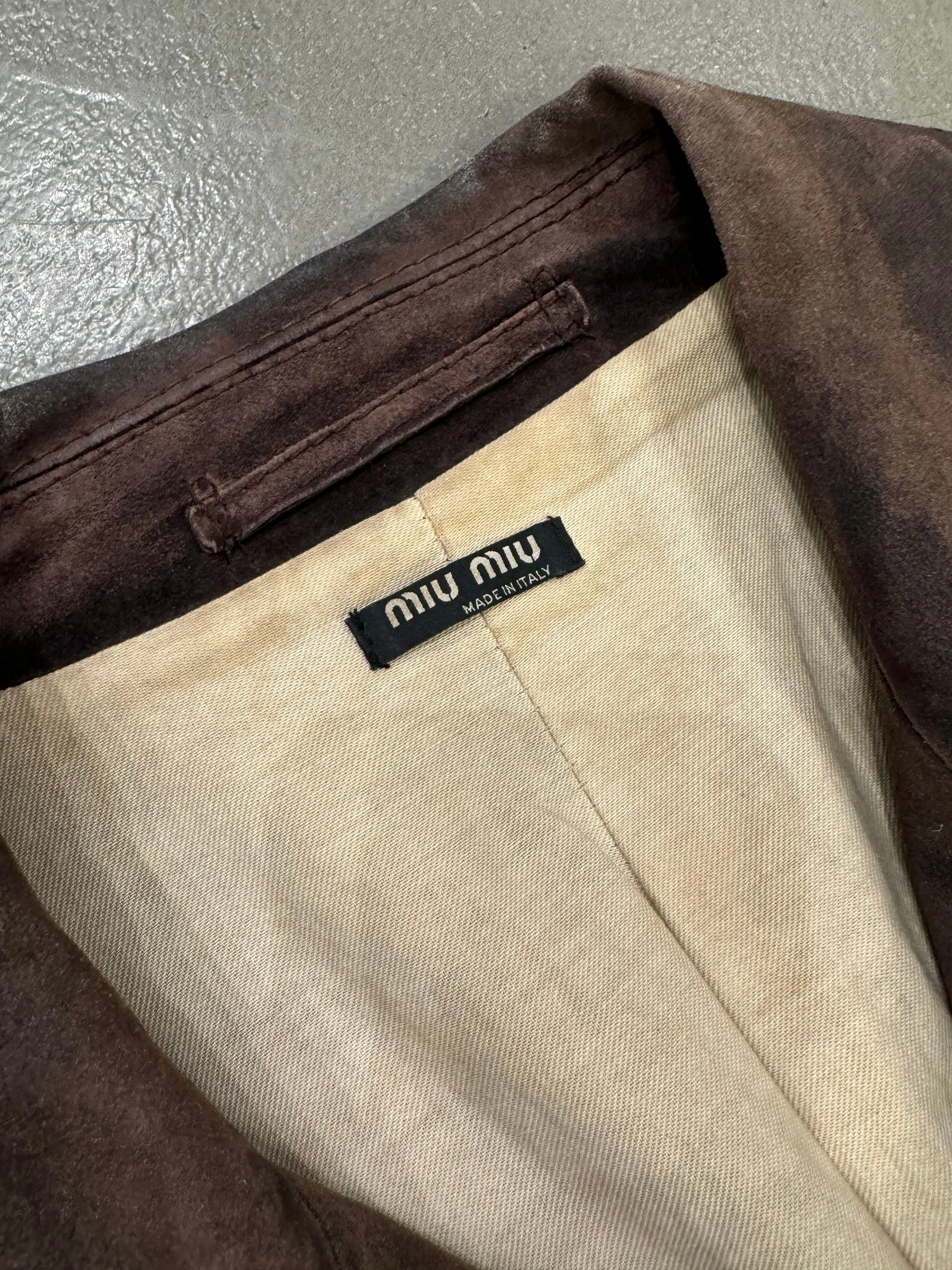 2000s Miu Miu stained treatment leather jacket