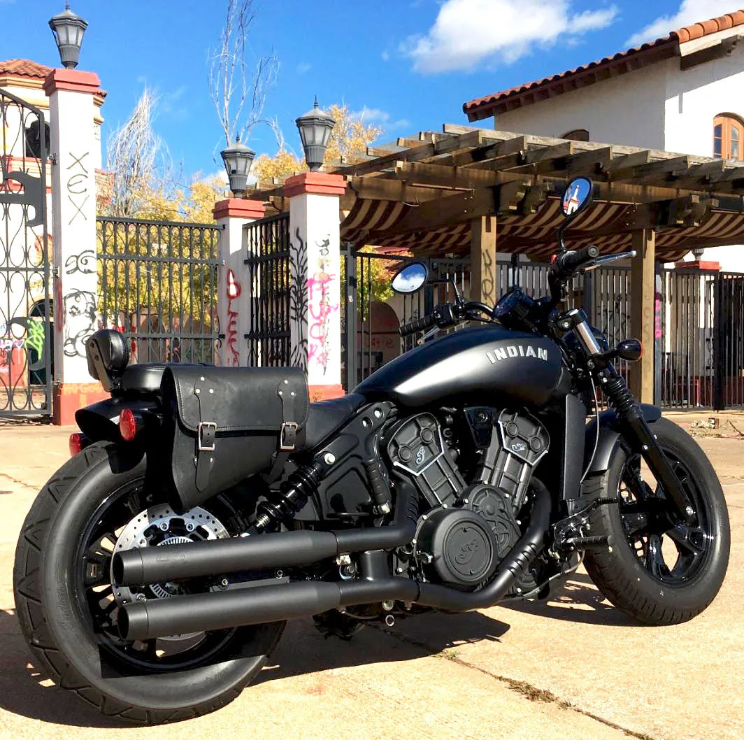 2018-23 Indian Scout Bobber Saddle Bag With Mounting Hardware Black Leather