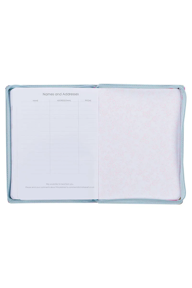 2024 Strength and Dignity Floral Zippered 18 Month Daily Planner