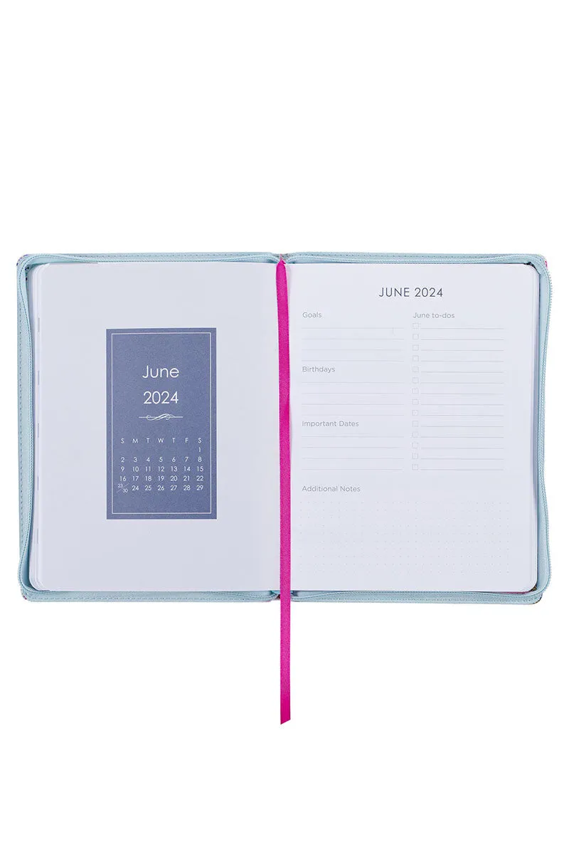 2024 Strength and Dignity Floral Zippered 18 Month Daily Planner