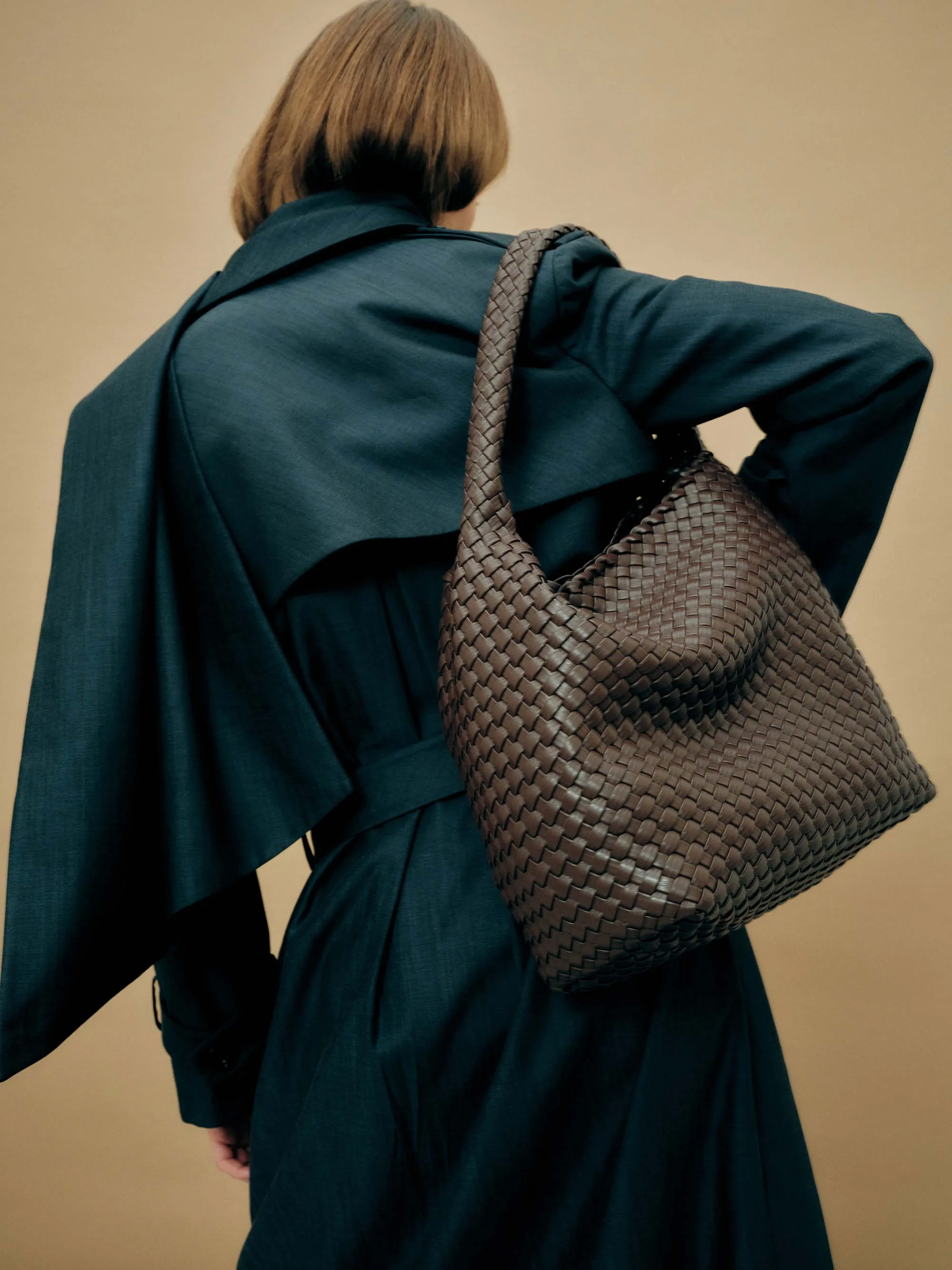 20.58 Brown Recycled Alt-Leather Woven Large Tote