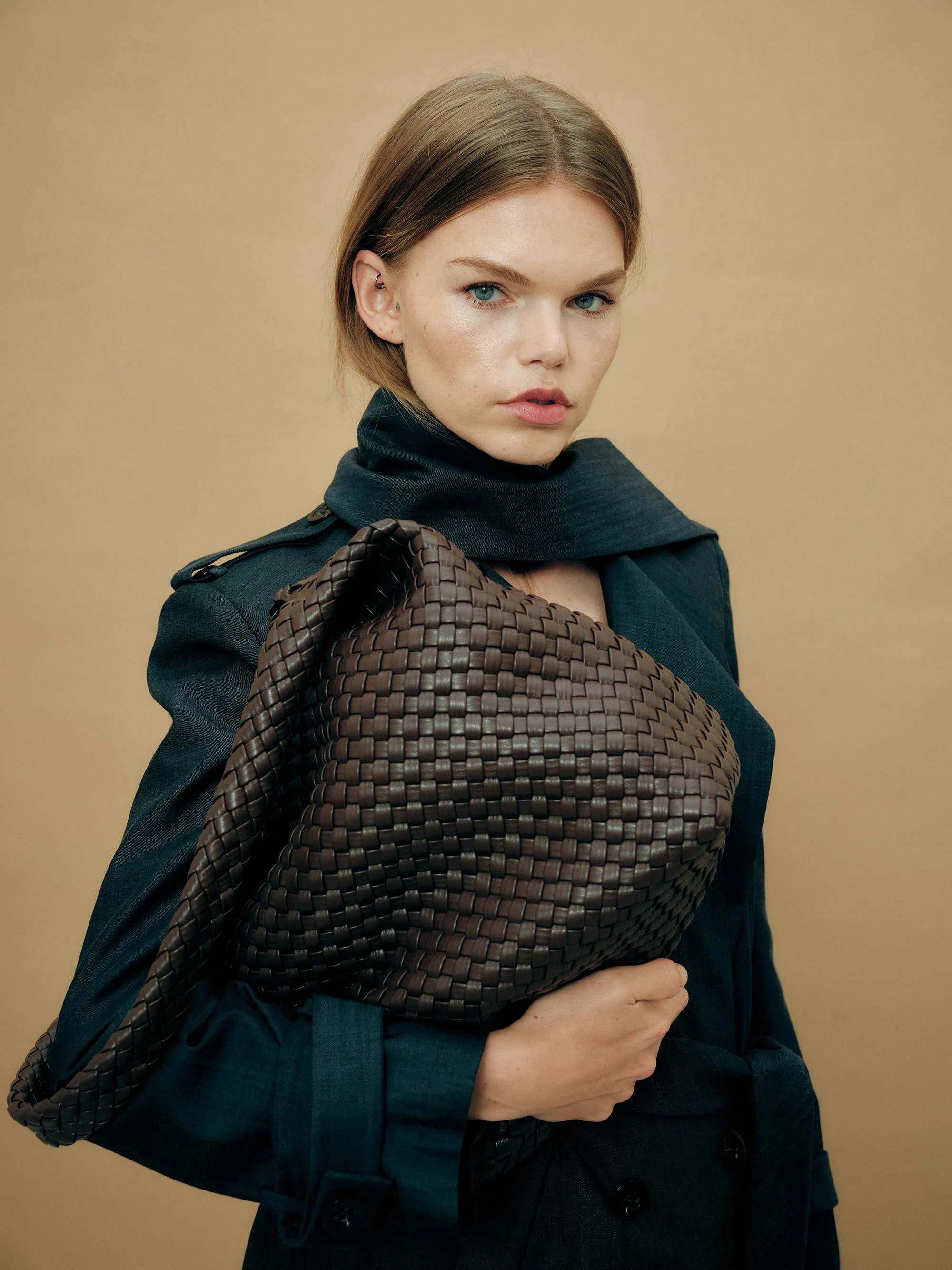 20.58 Brown Recycled Alt-Leather Woven Large Tote