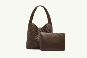 20.58 Brown Recycled Alt-Leather Woven Large Tote