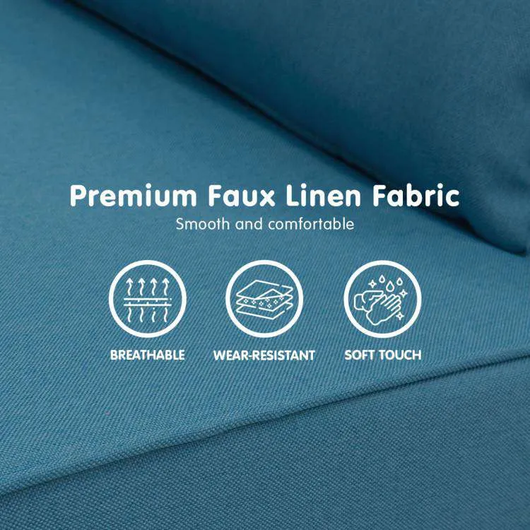 3 SEATER FAUX VELVET SOFA BED COUCH FURNITURE - BLUE