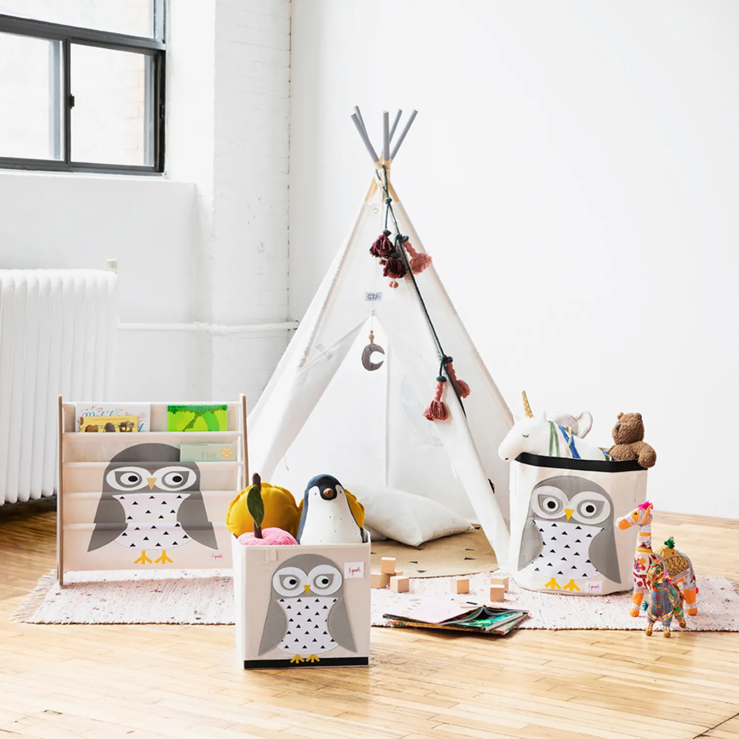 3 Sprouts Snowy Owl Storage Bin