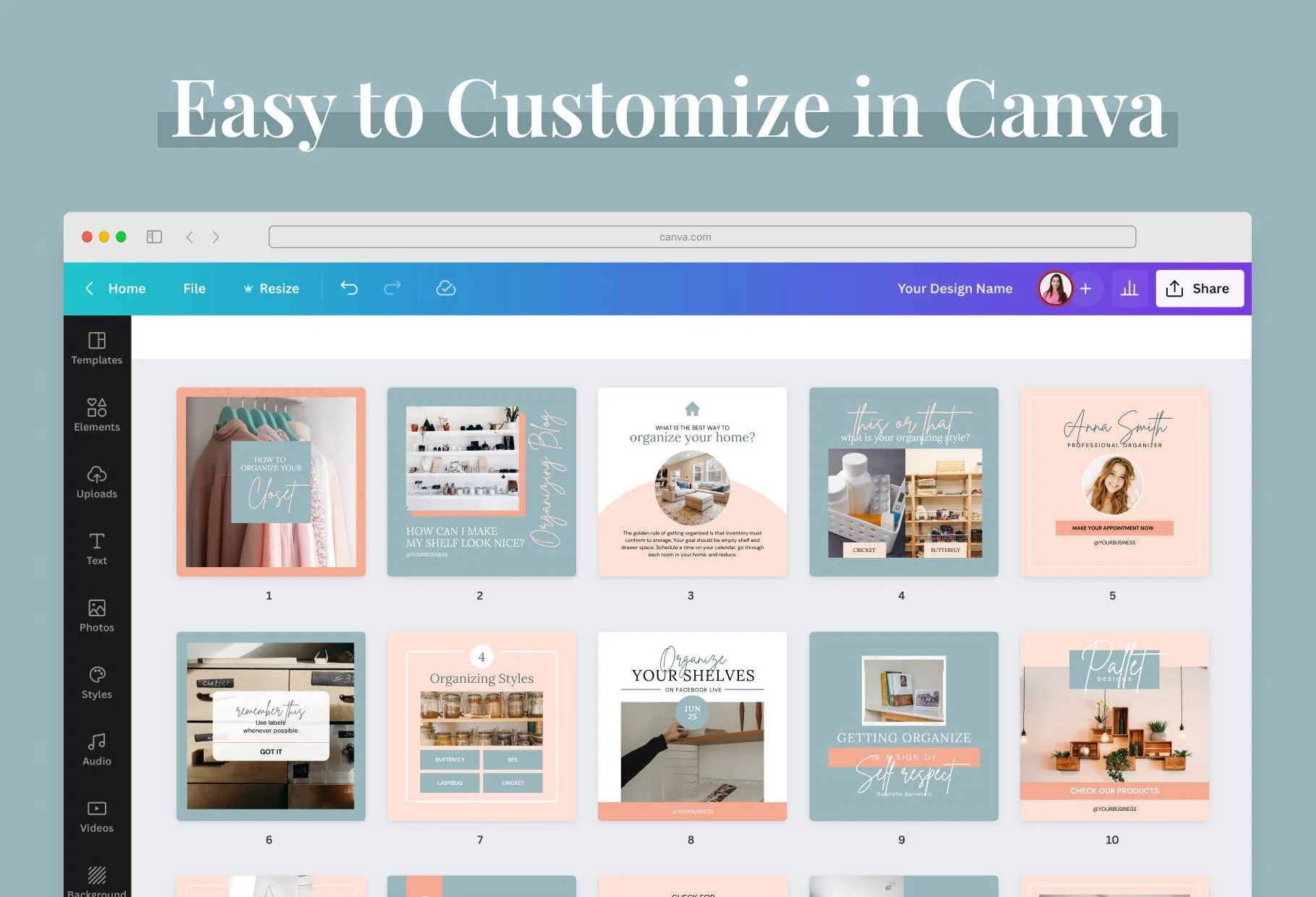 30 Home Organization Instagram Post Canva Templates