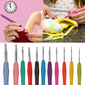 30Pcs Crochet Hooks Set Knitting Needles Sets Sewing Tools Grip With Bag