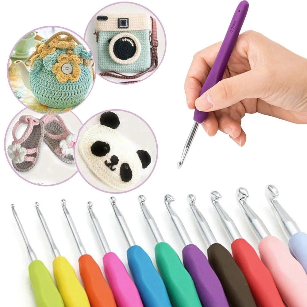 30Pcs Crochet Hooks Set Knitting Needles Sets Sewing Tools Grip With Bag