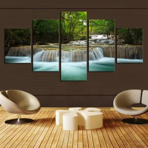 5 Pcs Waterfall Painting Canvas Wall Art Picture Home Decoration Living Room Canvas Print Painting--Large Canvas Art
