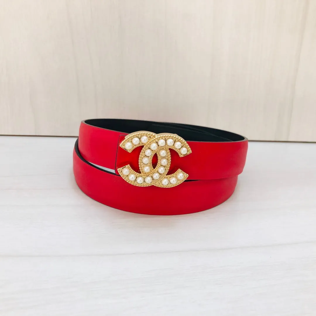 6 Colors Fashion Pearl Letter Leather Belt