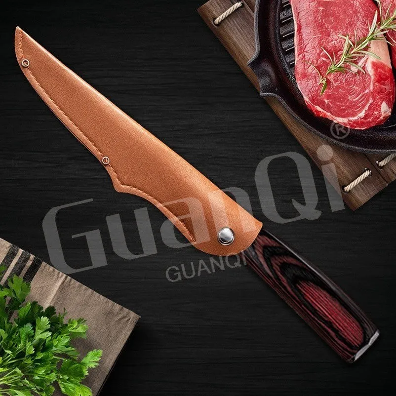 6 Inch Kitchen Knife Damascus Boning Knife Best Kitchen Knives Chef Knife Wood Handle with Sheath