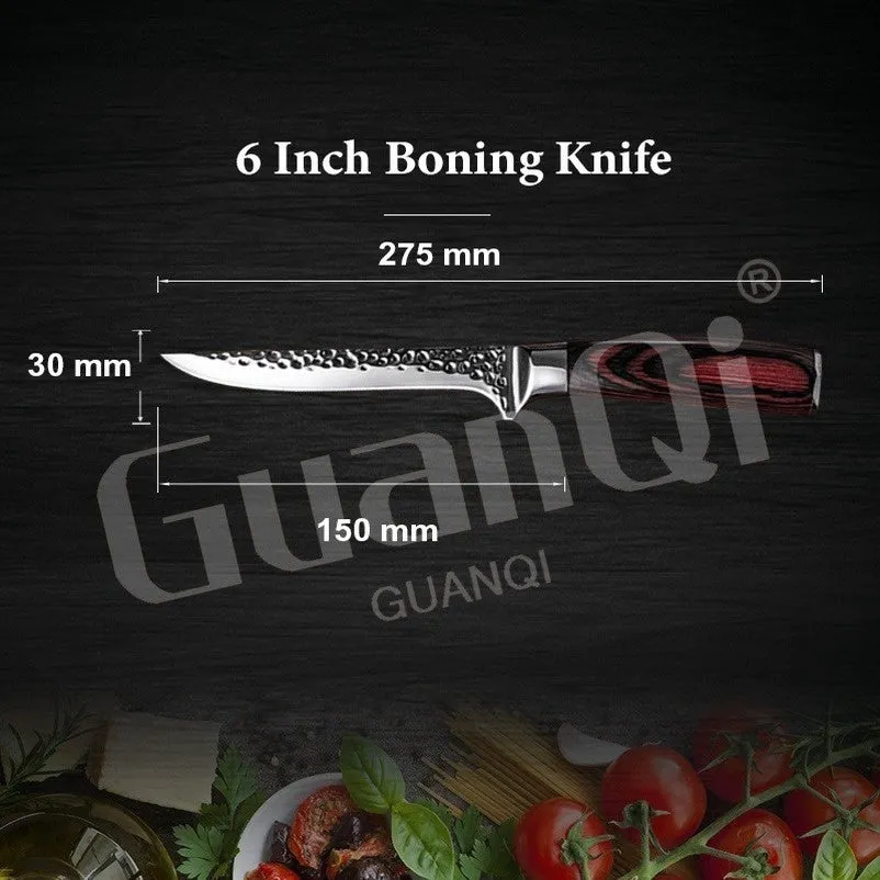 6 Inch Kitchen Knife Damascus Boning Knife Best Kitchen Knives Chef Knife Wood Handle with Sheath