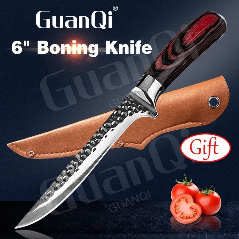 6 Inch Kitchen Knife Damascus Boning Knife Best Kitchen Knives Chef Knife Wood Handle with Sheath