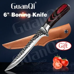 6 Inch Kitchen Knife Damascus Boning Knife Best Kitchen Knives Chef Knife Wood Handle with Sheath