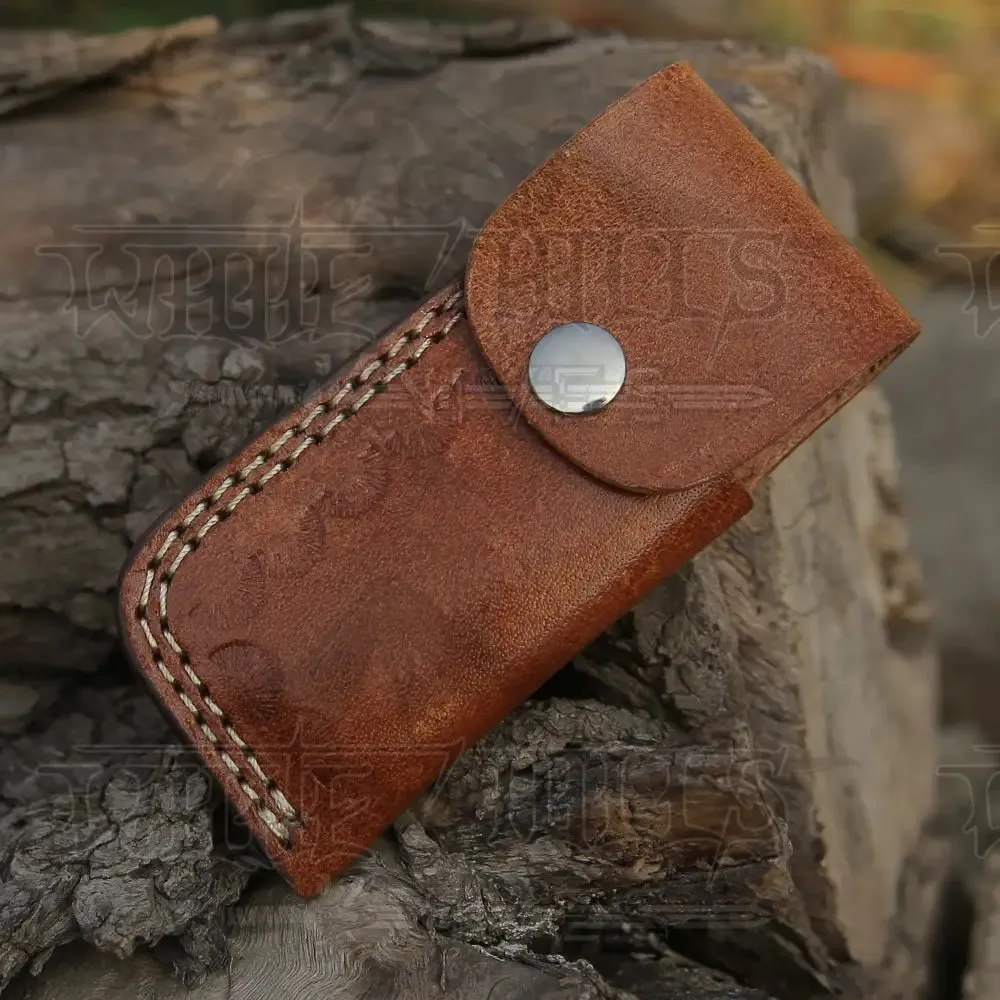 6.5" Handmade Damascus Pocket Knife - Folding Pocket Knife - Color Wood Handle WH 5032