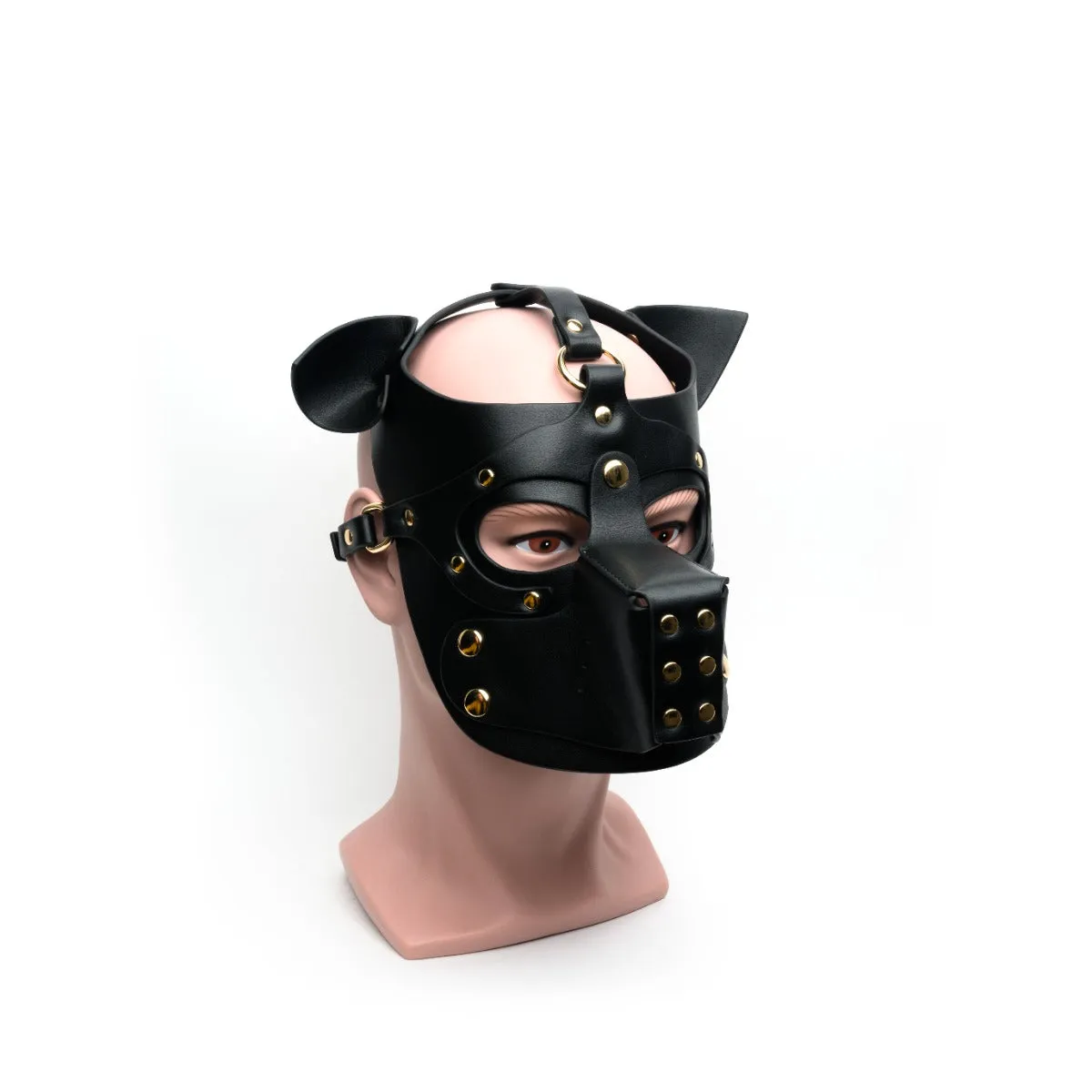 665 - Bondage Puppy Play Hood - PU Leer - One Size - Zwart