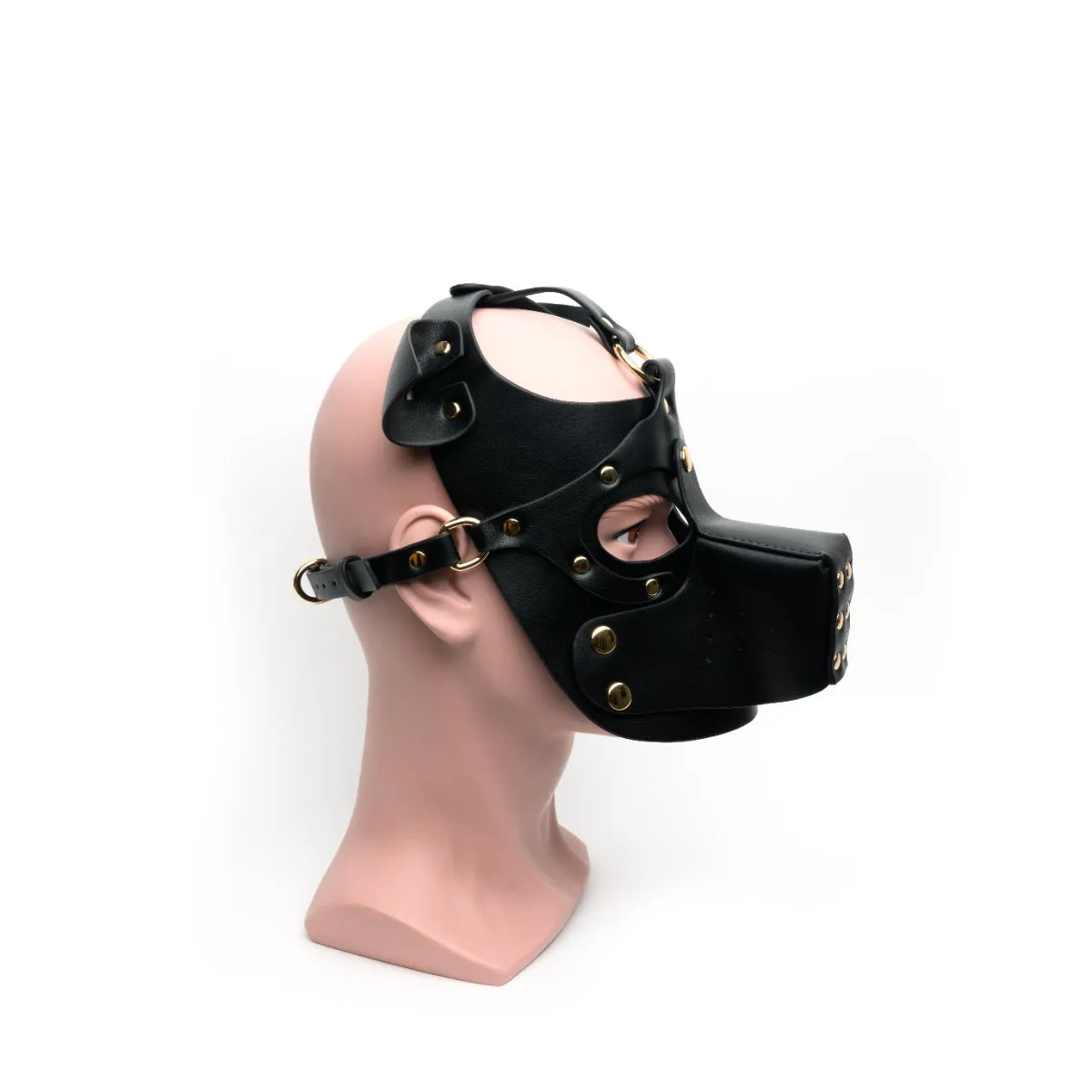 665 - Bondage Puppy Play Hood - PU Leer - One Size - Zwart