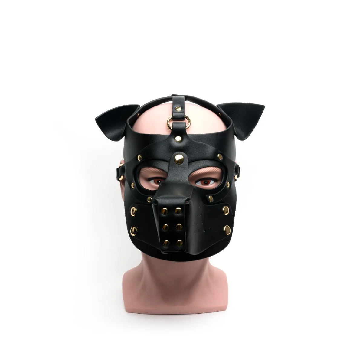665 - Bondage Puppy Play Hood - PU Leer - One Size - Zwart