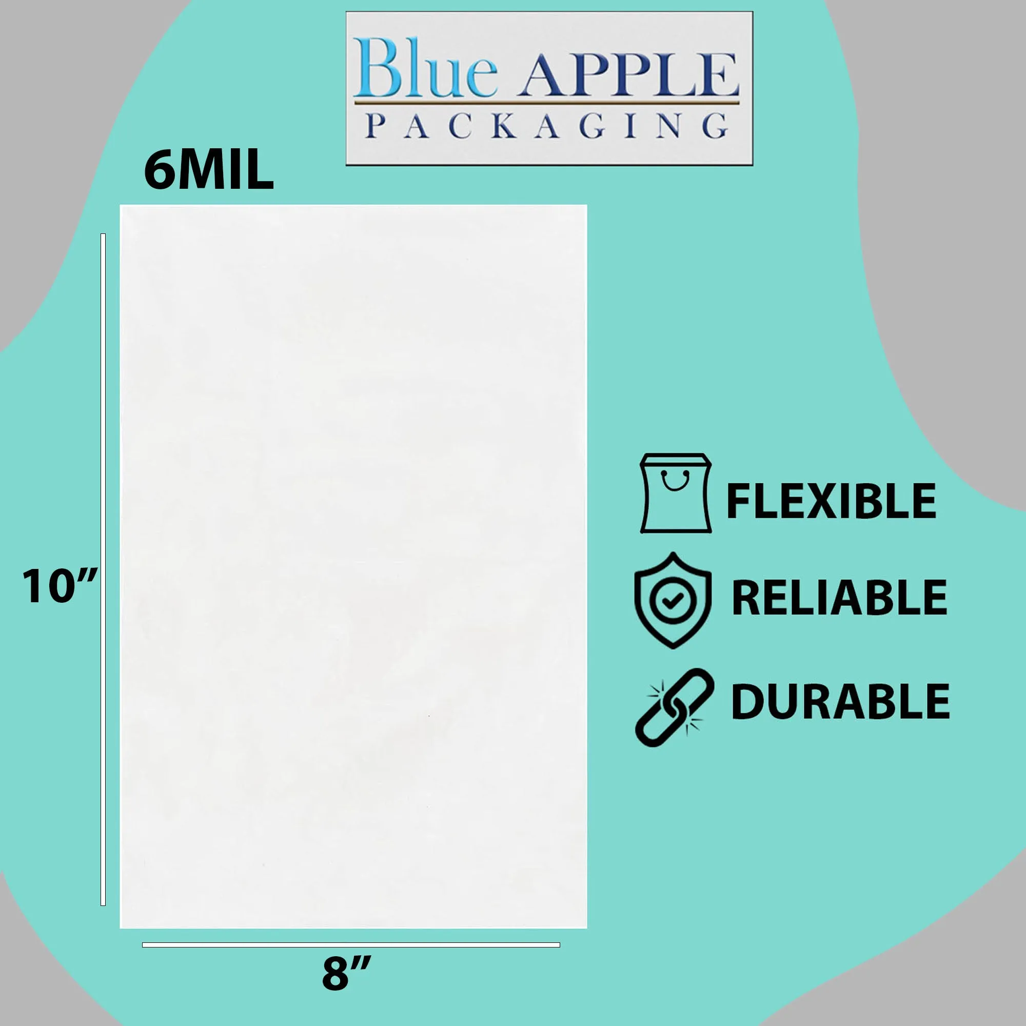 8X10 inches Clear Flat Poly Bags 6Mil Open Top (LDPE)