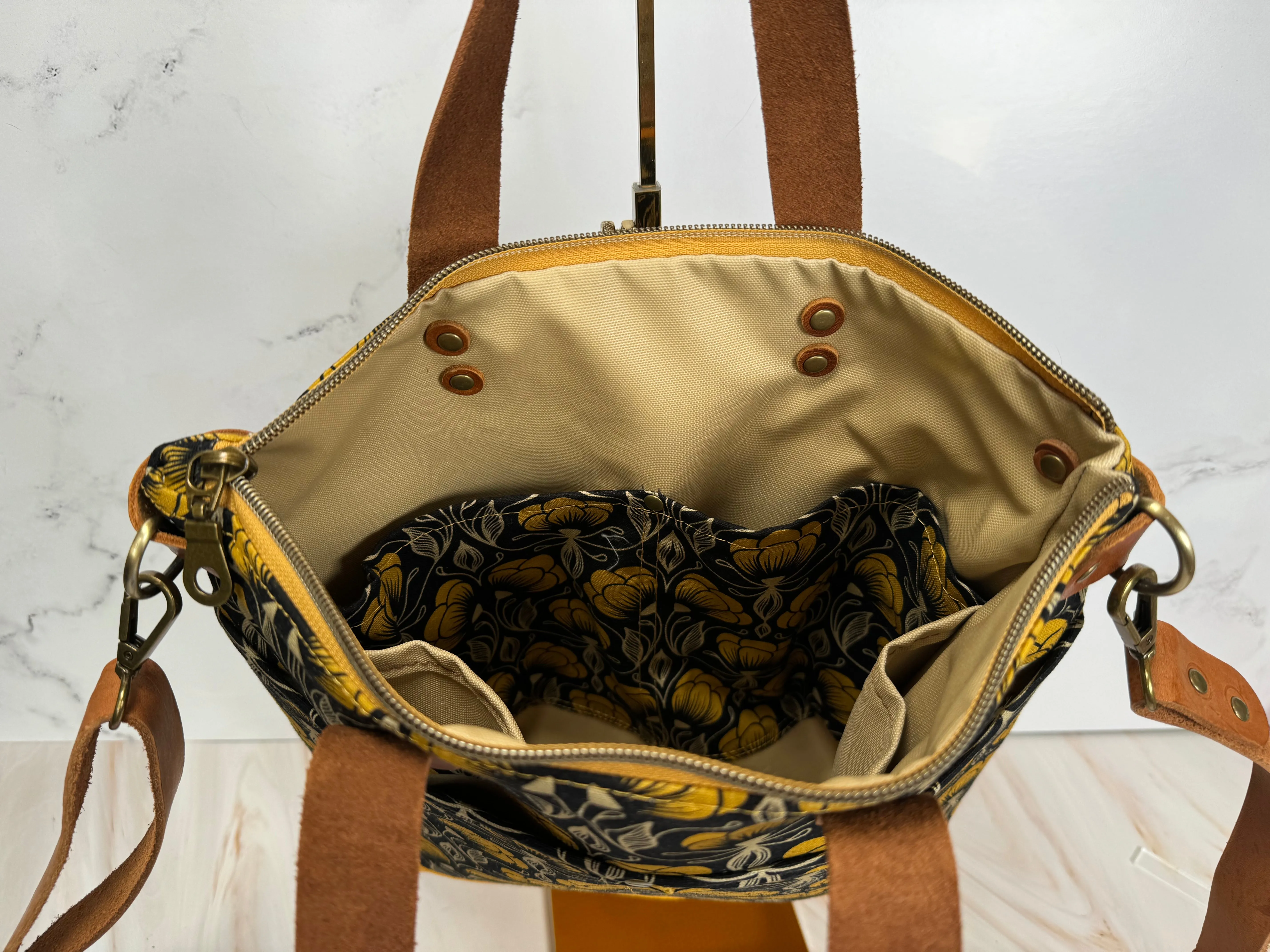 Aberdeen Tote- Flowers in Mustard