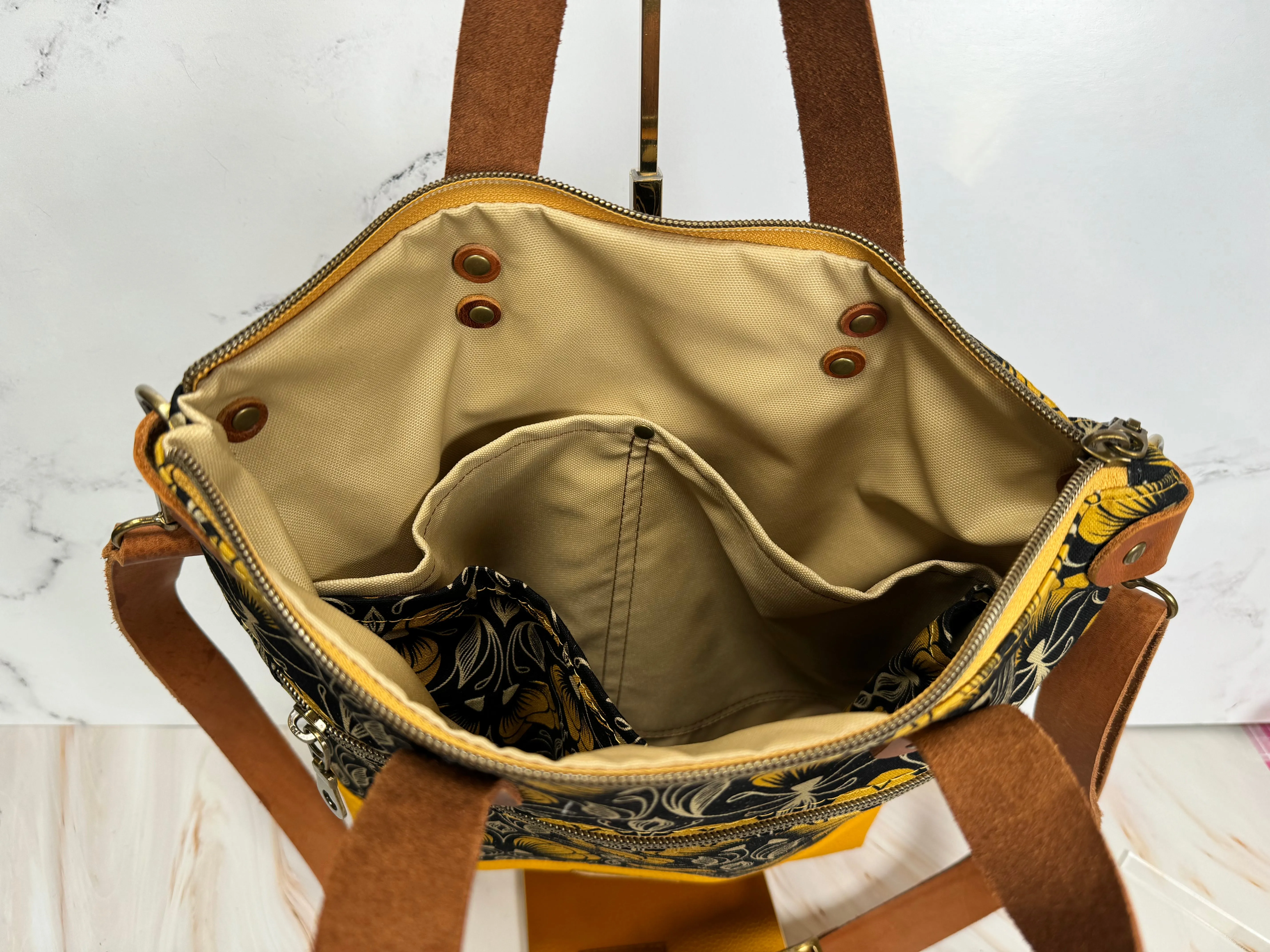 Aberdeen Tote- Flowers in Mustard