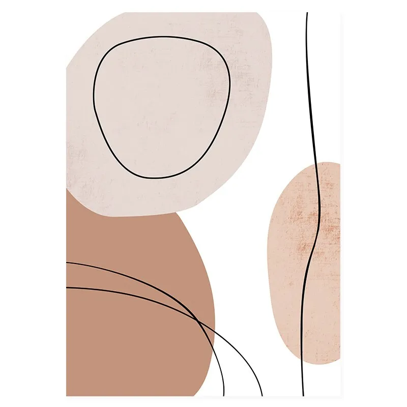 Abstract Geometric Brush Beige Boho Wall Art